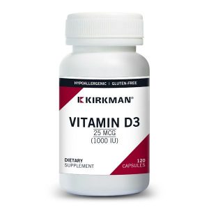 Vitamin D3 1000 IU, Hypoallergenic, 120 Capsules - Kirkman Laboratories