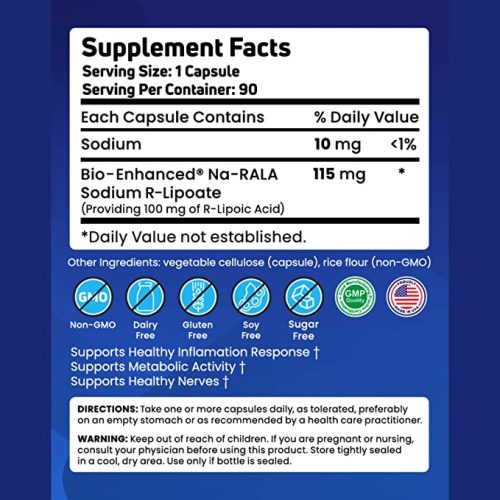 Bio-Enhanced R-Lipoic Acid 115mg, 90 Caps - Geronova Research