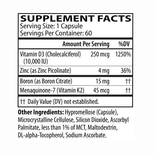 Maximum Vitamin D3+K2 (60 capsules) - NBX Wellness *SOI* - Image 2