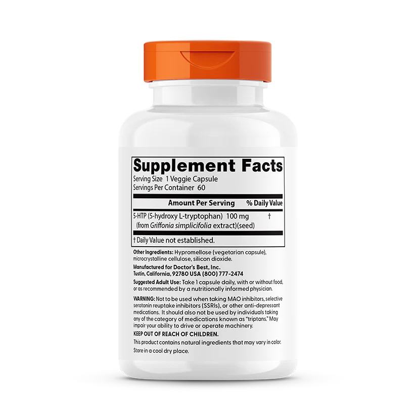 5-HTP, 100 mg, 60 Capsules, Doctor's Best - Image 2