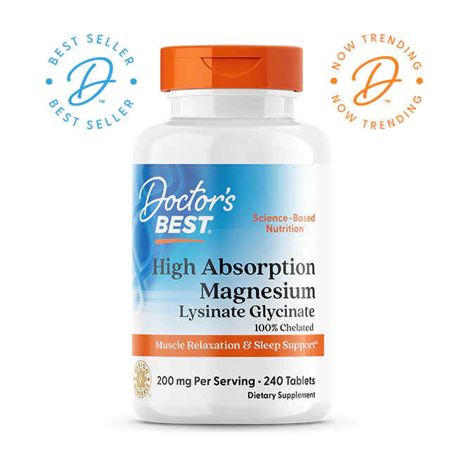 High Absorption Magnesium 100% Chelated with Albion Minerals 100mg, 240 Tablets - Doctor's Best