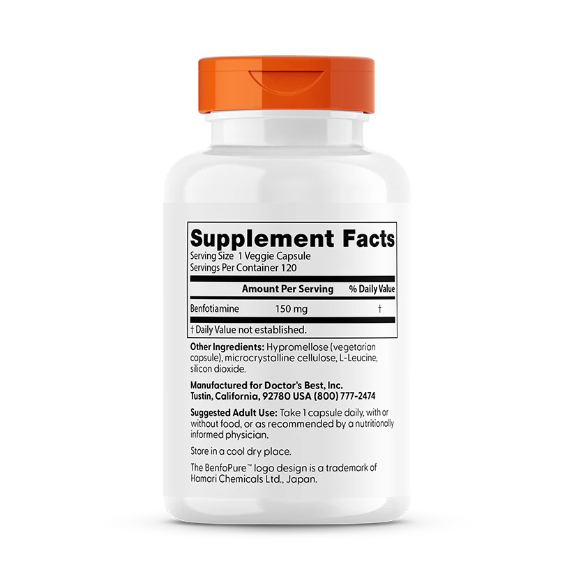 Benfotiamine with BenfoPure 150mg, 120 Capsules - Doctor's Best - Image 2