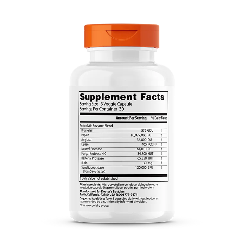 Proteolytic Enzymes, 90 Delayed Release Capsules - Doctor's Best - Image 2