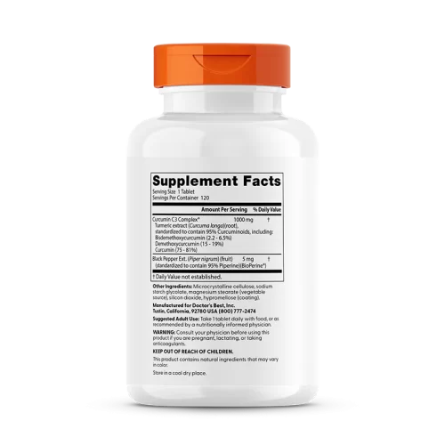 High Absorption Curcumin with C3 Complex & BioPerine 1000mg, 120 Tablets Doctors Best - Image 2