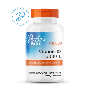Vitamin D3 125mcg (5000 IU), 180 Softgels - Doctor's Best