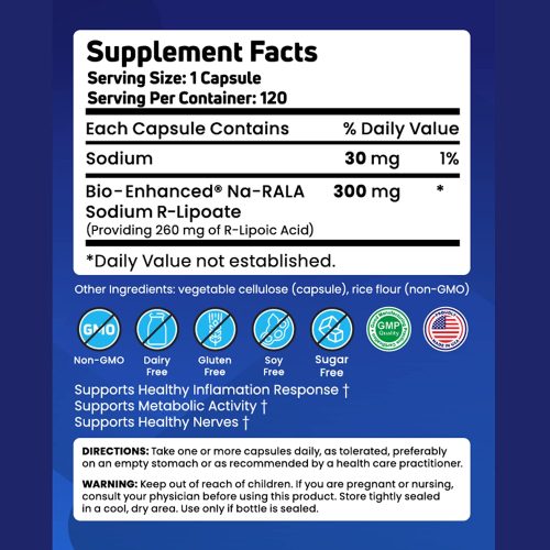 Bio-Enhanced R-Lipoic Acid 300mg, 120 Caps - Geronova Research