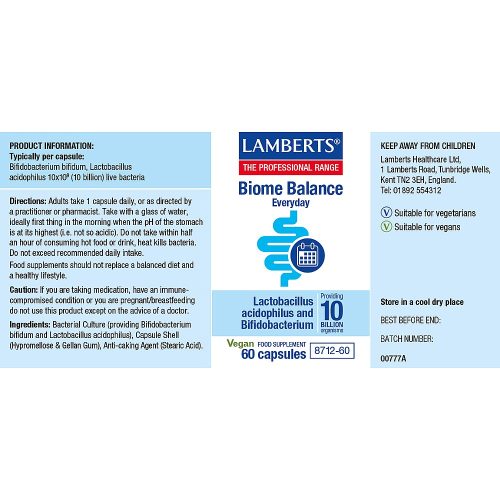 Biome Balance Everyday (formerly Acidophilus Extra 10) - 60 Capsules - Lamberts - Image 2