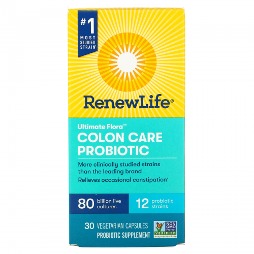 Ultimate Flora, Colon Care Probiotic, 80 Billion Live Cultures, 30 Vegetarian Capsules - Renew Life