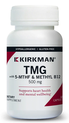 TMG 500mg with Folate & Methyl B12 (120 Caps) - Kirkman Labs