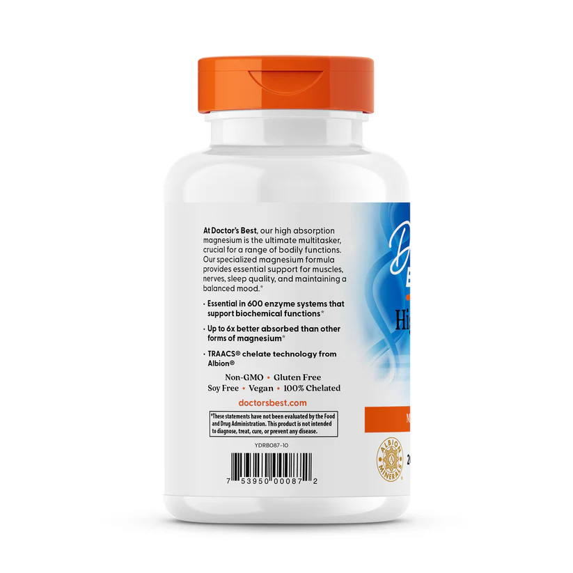 High Absorption Magnesium 100% Chelated with Albion Minerals 100mg, 240 Tablets - Doctor's Best - Image 2