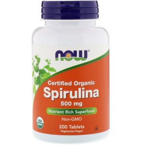 Certified Organic Spirulina, 500 mg, 200 Tablets - Now Foods