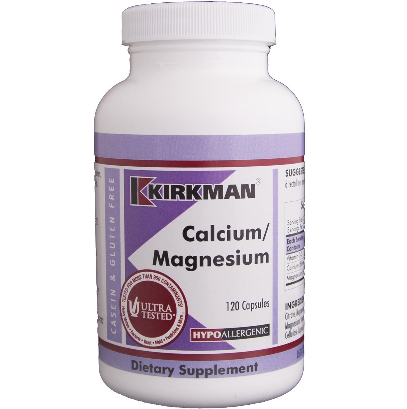 Calcium/Magnesium,120 capsules Kirkman Labs (Hypoallergenic) YourHealthBasket