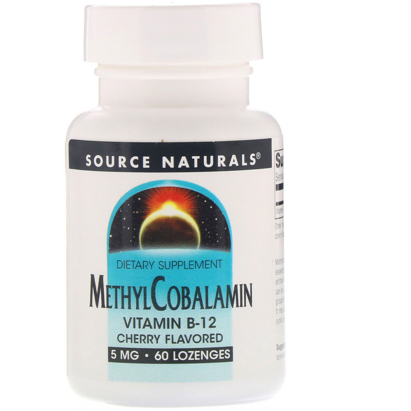 MethylCobalamin, Cherry Flavored, 5 mg, 60 Tablets Source Naturals