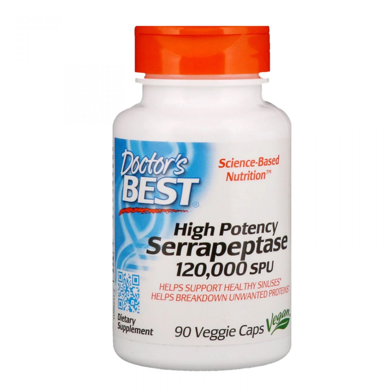 High Potency Serrapeptase 120,000 SPU, 90 Capsules - Doctor's Best ...