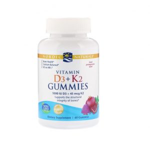 Vitamin D3 + K2 Gummies (Pomegranate) 60 Gummies - Nordic Naturals