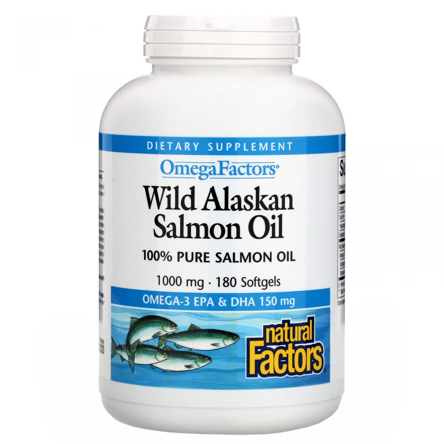 Omega Factors Wild Alaskan Salmon Oil 1000mg, 180 Softgels ...