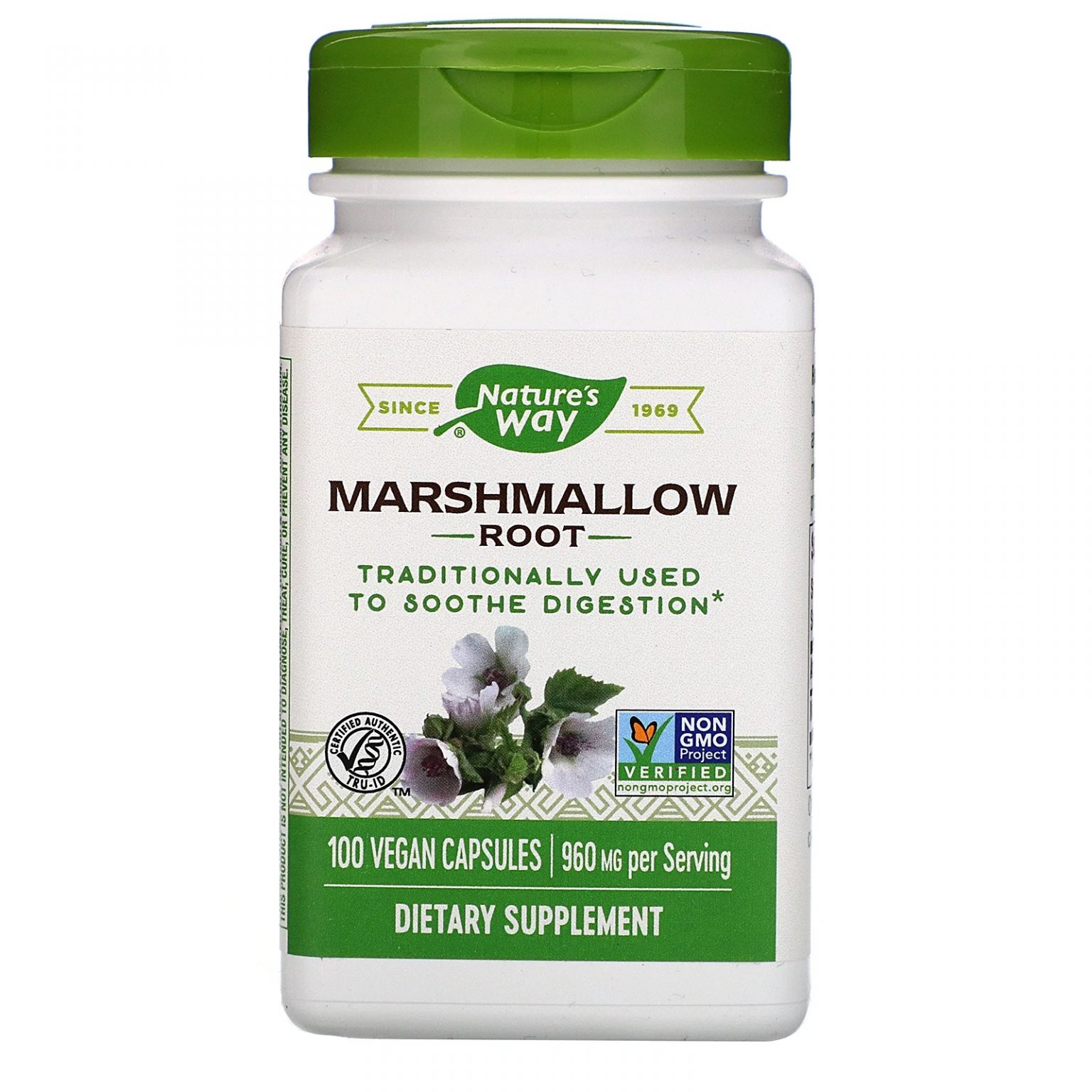 Marshmallow Root 960mg, 100 Vegan Capsules Nature's Way