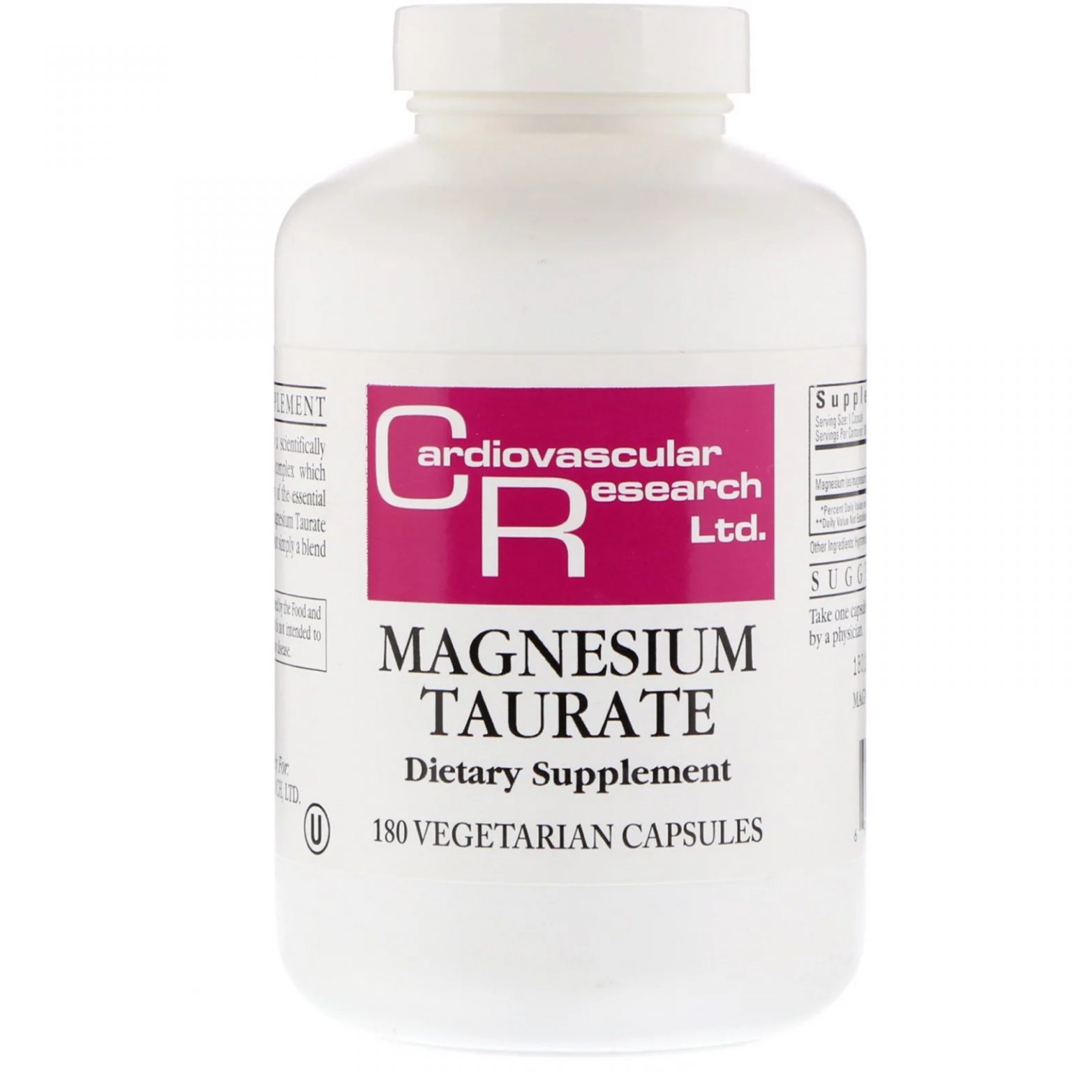 Magnesium Taurate, 180 Capsules Cardiovascular Research