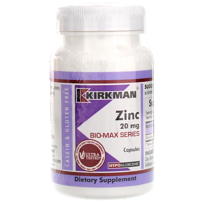 Zinc 20mg, Hypoallergenic - 250 Capsules - Kirkman Laboratories ...