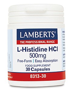 L-Histidine HCl 500mg 30 Caps - Lamberts