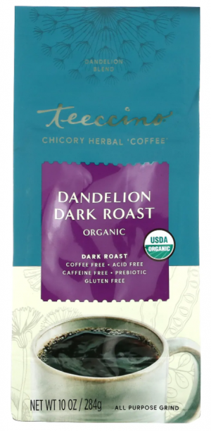 Chicory Herbal Coffee, Dandelion Dark Roast, Caffeine Free, 284 g - Teeccino
