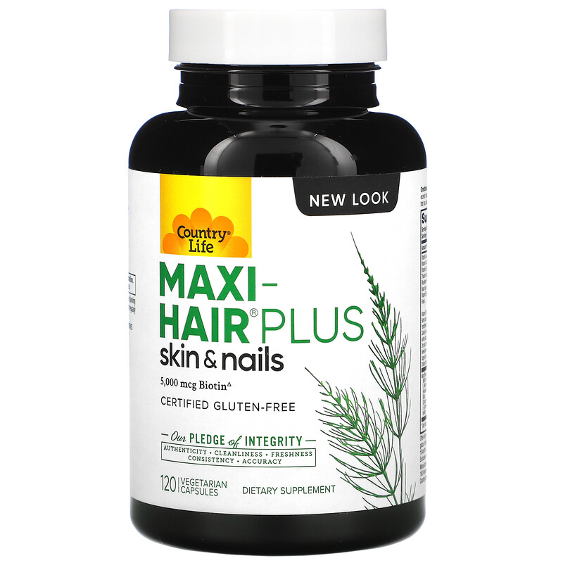 Maxi-Hair, Skin & Nails Plus (5,000 mcg Biotin) 120 Vegetarian Capsules ...