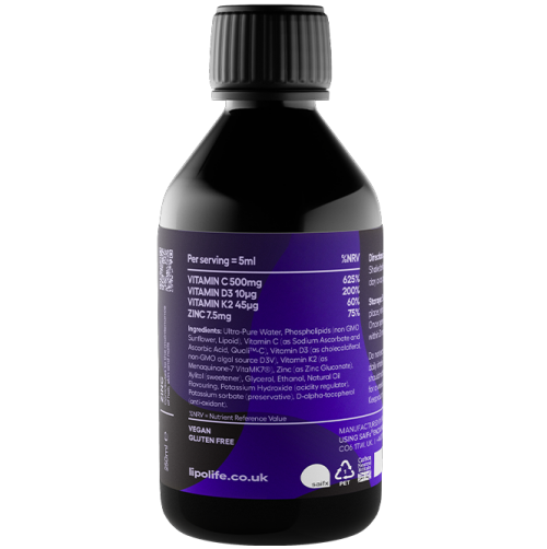 LVC3 Liposomal Vitamin C, D3, K2 + Zinc (250ml) - lipolife