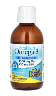 Omega-3 750 mg EPA / 500 mg DHA, Lemon Meringue, 200ml - Natural Factors