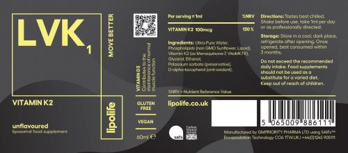 LVK1 - Liposomal Vitamin K2 - 60ml - lipolife