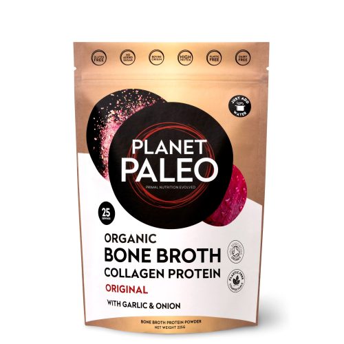 Organic Bone Broth Collagen Protein with Garlic and Onion 225g – Planet Paleo