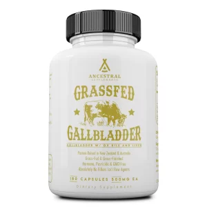 Grass Fed Beef Gallbladder w/ Ox Bile & Liver - 180 Capsules - Ancestral Supplements