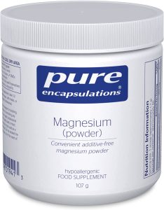 Tub of Magnesium citrate powder 107g- Pure Encapsulations on white background