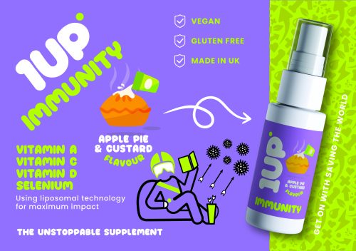 1UP Immunity Liposomal Vitamin Spray A, C and D3 | Apple Pie & Custard Flavour