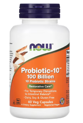 Probiotic-10, 100 Billion, 60 Veg Capsules - Now Foods