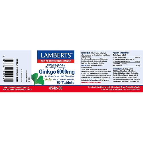 Ginkgo 6000mg (60 tablets) - Lamberts - Image 2