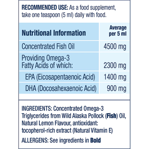 Wild Alaskan Fish Oil Peak Omega-3 Liquid 2300mg (Lemon) 125ml - Wiley's Finest