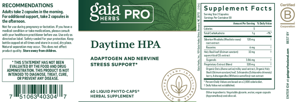 Daytime HPA (60 liquid Phyto-caps) - Gaia Herbs - Image 3