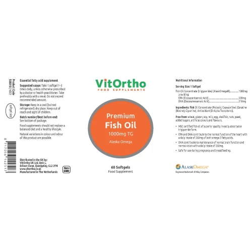 Premium Fish Oil 1000mg 60 softgels - VitOrtho - Image 2