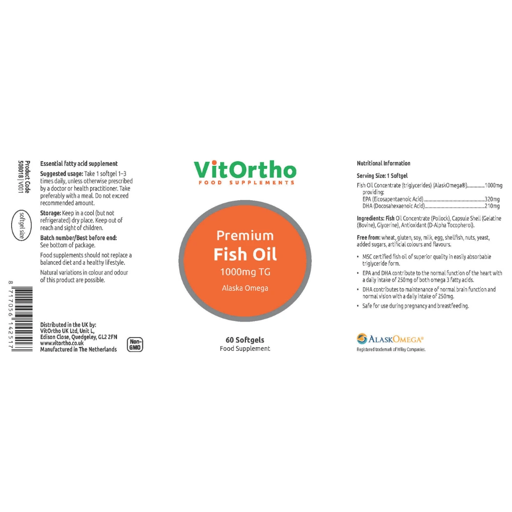 Premium Fish Oil 1000mg 60 softgels - VitOrtho - Image 2