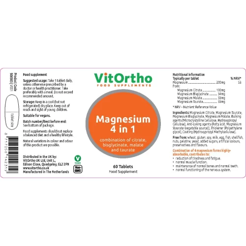 Magnesium 4 in 1, 60 tablets- VitOrtho - Image 3