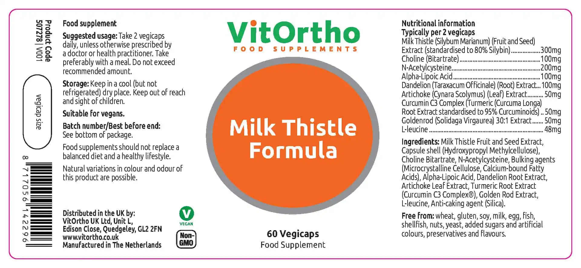 Milk Thistle Formula - 60 vegicaps - VitOrtho - Image 2