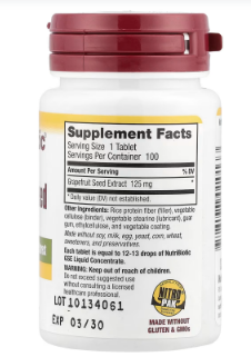 Grapefruit Seed Extract - 125 mg, 100 Tablets - NutriBiotic - Image 2