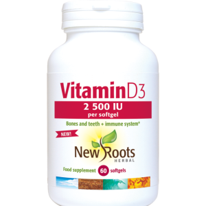 Vitamin D3 2 500 IU - 60 softgels - New Roots Herbal